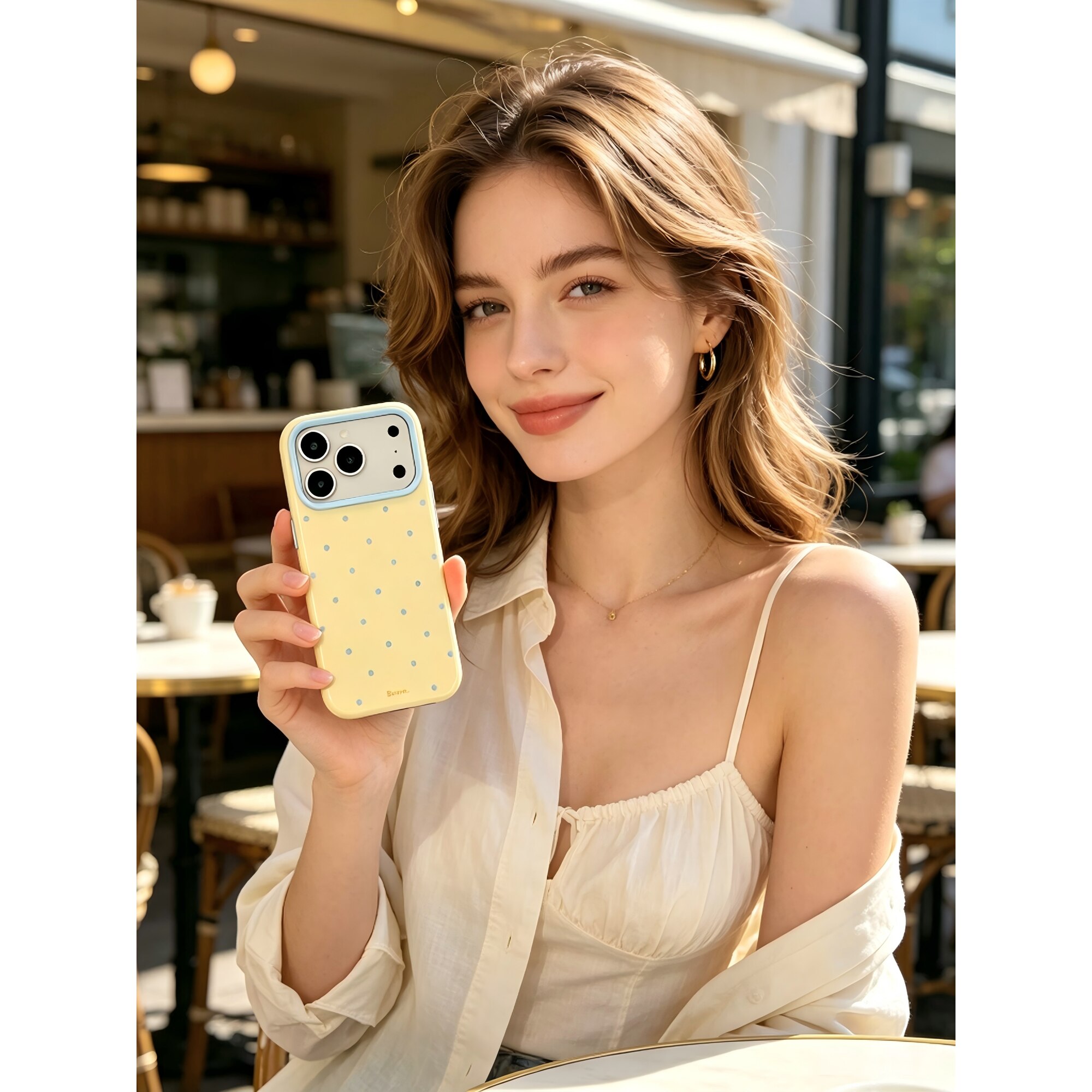 Husa telefon TPU pentru iPhone 17 Pro Max, buline retro, color-block, protectie soc, usoara