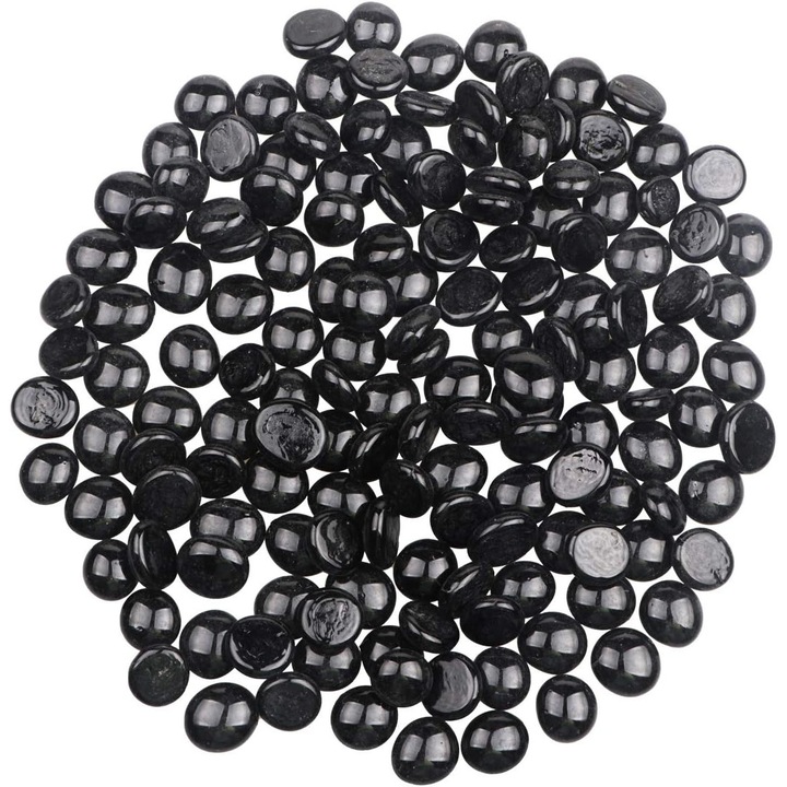 Pietre decorative din sticla negre, 10-15mm, set pentru decor acvariu si vaze