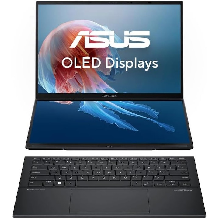 Laptop ASUS Zenbook Duo OLED UX8406CA, 14", Intel Core Ultra 9 285H, 16 GB RAM, 1 TB SSD, Intel Arc, Windows 11 Home, Inkwell Grey