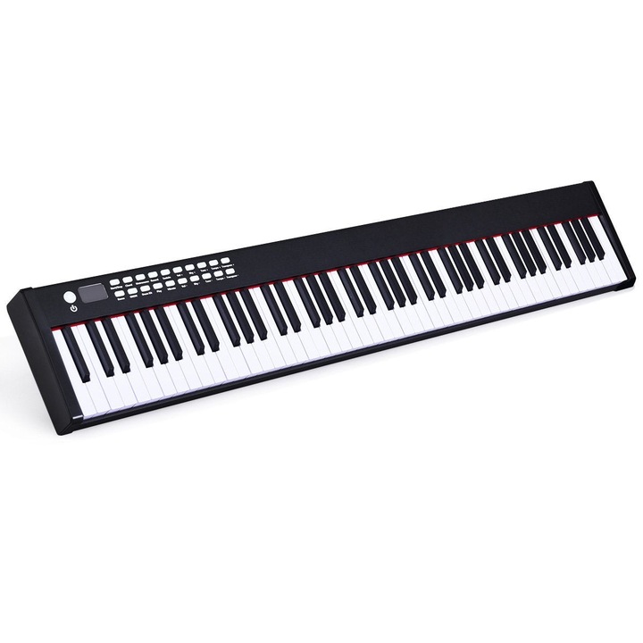 Claviatura pian digital 88 taste cu husa transport portabil electric muzical