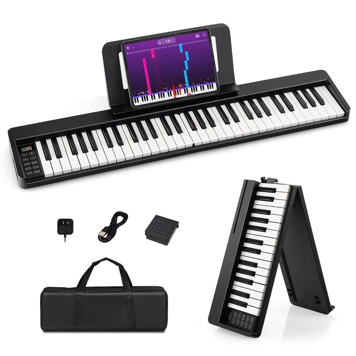 Pian digital pliabil 61 clape bluetooth cu accesorii portabil muzical instrument
