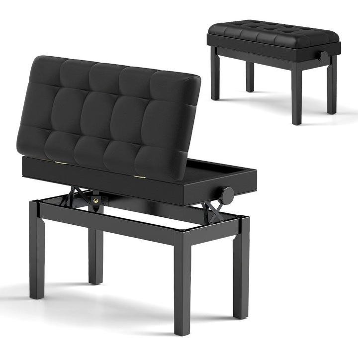 Banca pian reglabila cu depozitare scaun dublu ergonomic pian pentru muzica