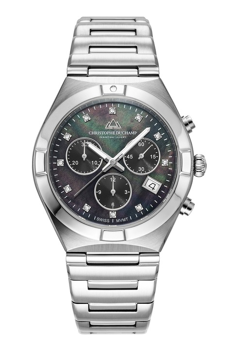 Christophe Duchamp, Rozsdamentes acél chrono karóra 11 gyémánttal díszítve, Ezüstszín