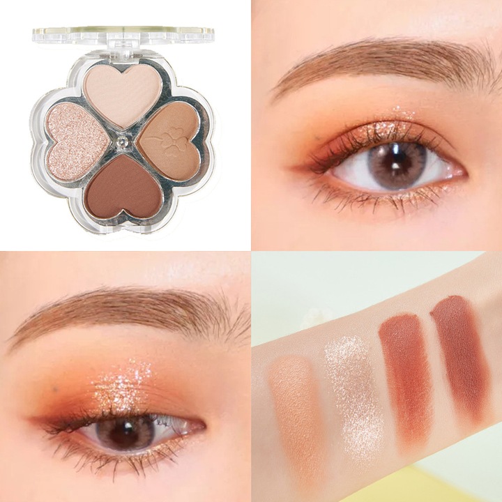 Paleta fard de pleoape 4 culori, mat si sclipici, nuante calde, compacta, multicolor