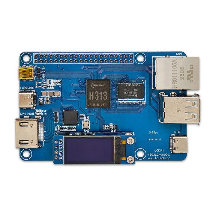 LCKVM H313 fejlesztőkártya, 512MB DDR3, kék, 10x7cm