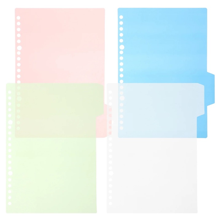 Separatoare index din PP, set 10, multicolor, 25.7x18.1cm, 4 file