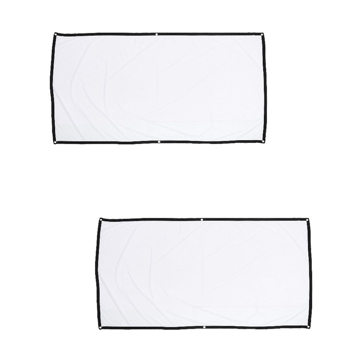 Ecran proiectie portabil set 2 buc poliester alb 186x105x0.4cm