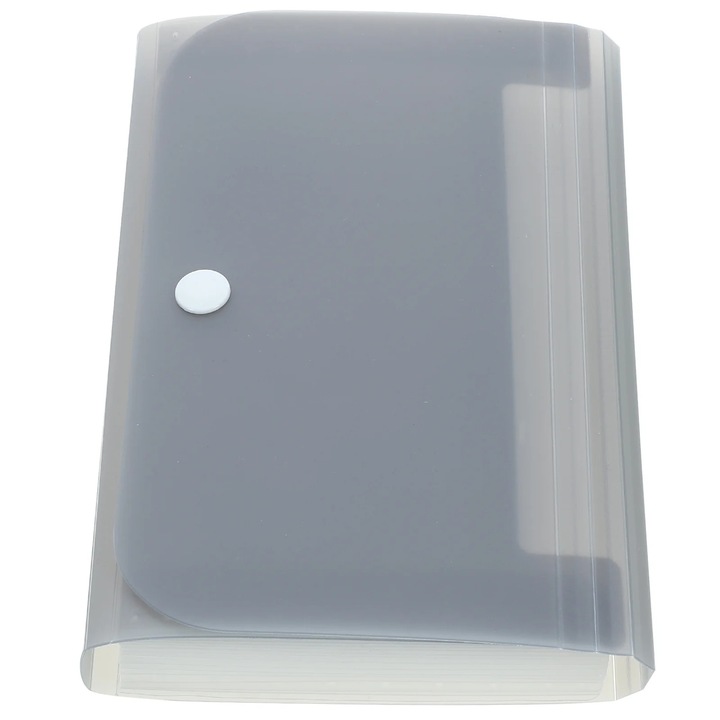 Organizator documente plastic, multiplu strat, gri, 17.9x11.9x2.4cm