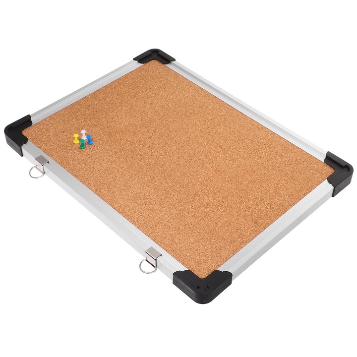 Panou de pluta cu rame, set cu ace, 40.4x30.5x2.2cm, albastre