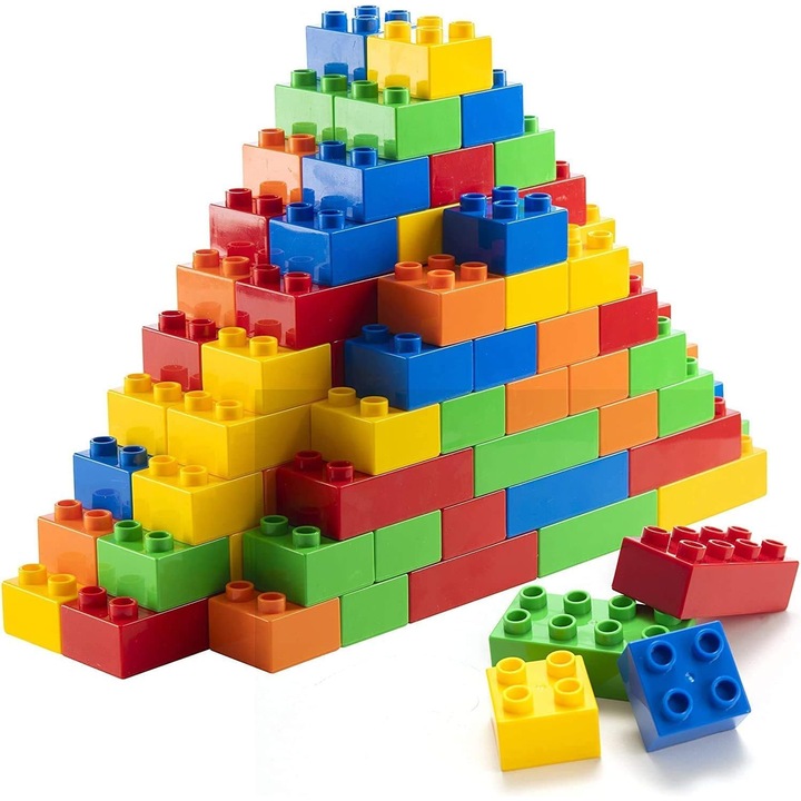 Set 100 Piese Cuburi Mari, Siguranta, Culori Diverse, Peste 2 Ani