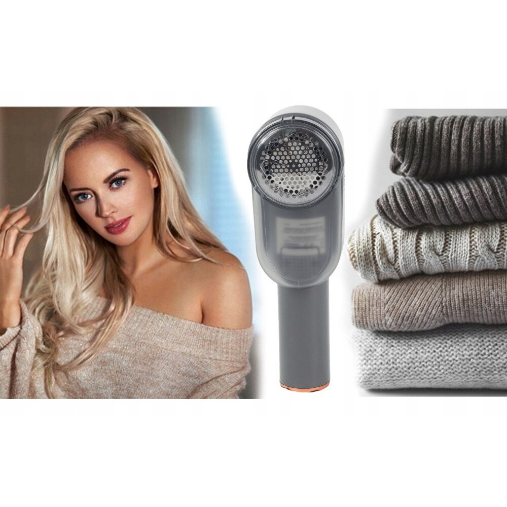 Aparat electric pentru scame haine cu ecran LCD reincarcabil USB 7W 6 lame din otel pentru pulovere tapiterie paturi si textile gri
