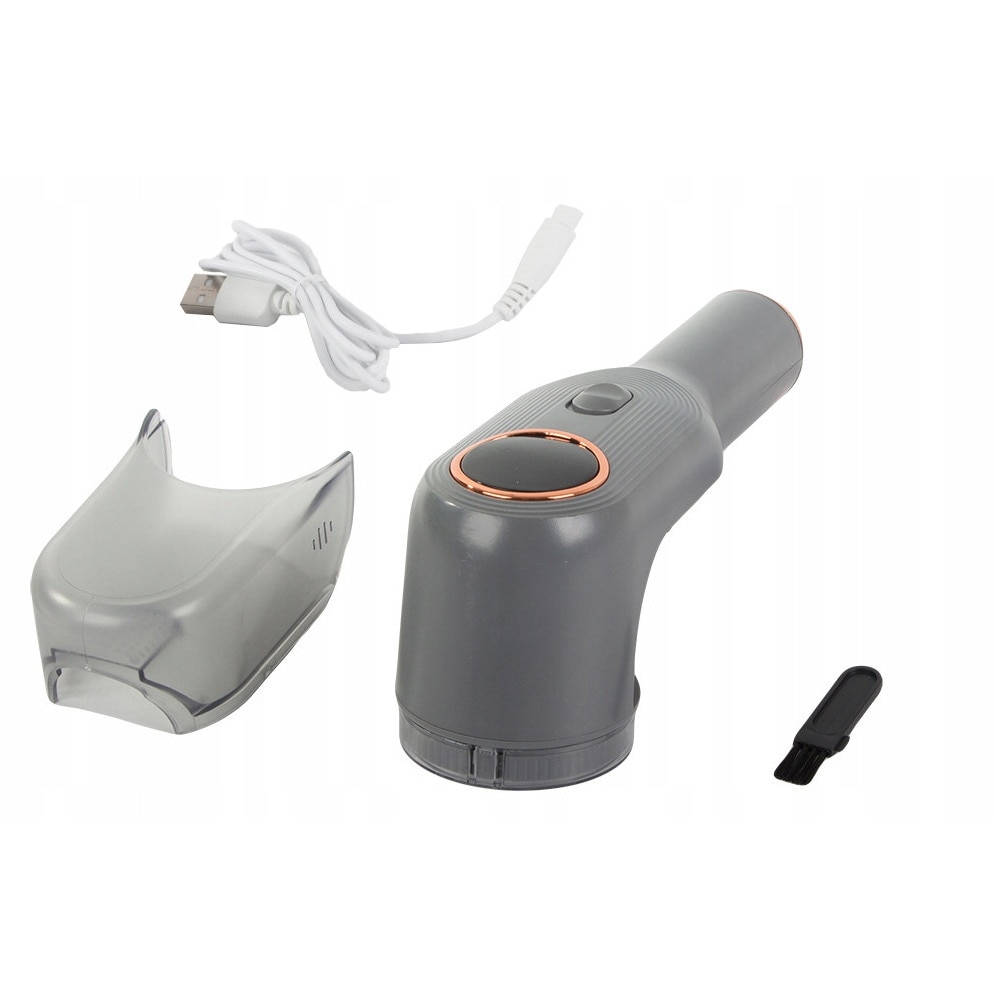 Aparat electric pentru scame haine cu ecran LCD reincarcabil USB 7W 6 lame din otel pentru pulovere tapiterie paturi si textile gri