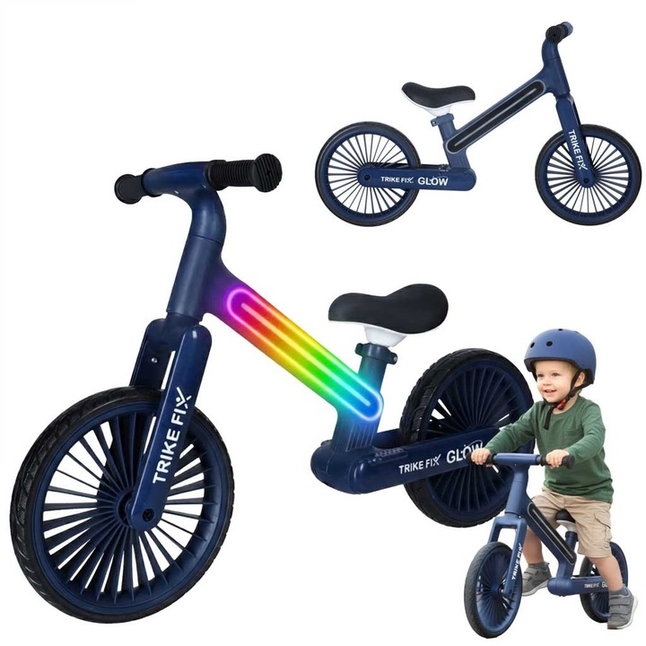 Bicicleta de echilibru cu LED, 2-5 Ani, pana la 30 Kg, Albastru