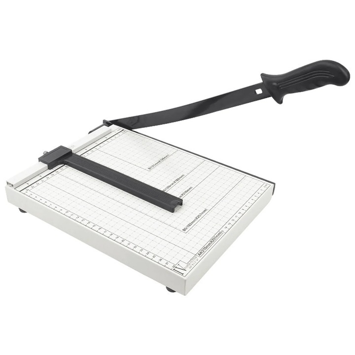 Gilotina pentru hartie Zyblssbb LSM2xh2326-BCS0033509, metal cu lama ascutita si rigla gradata, manere ergonomice, negru/alb, 30 x 25 cm