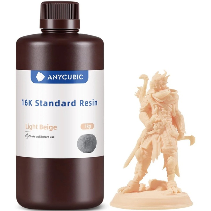 3D gyanta, Anycubic Standard 16K, 1kg, világos bézs, 3D nyomtatáshoz