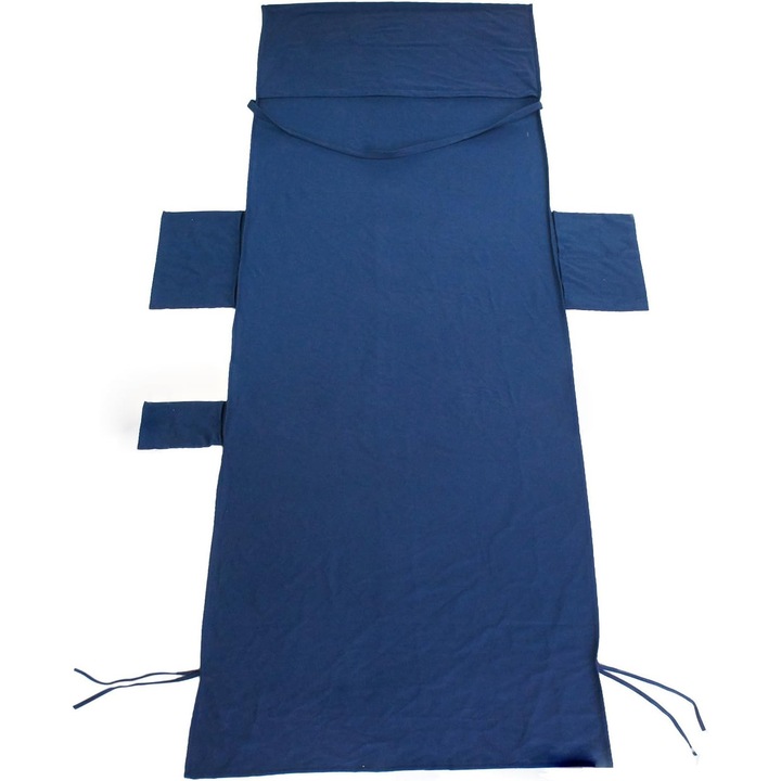 Husa pentru sezlong plaja microfiber albastru inchis 215x75cm cu buzunare