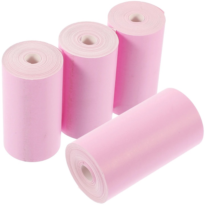 Hartie termica pentru imprimanta, 4 role, roz, 5.5x3x0.1cm