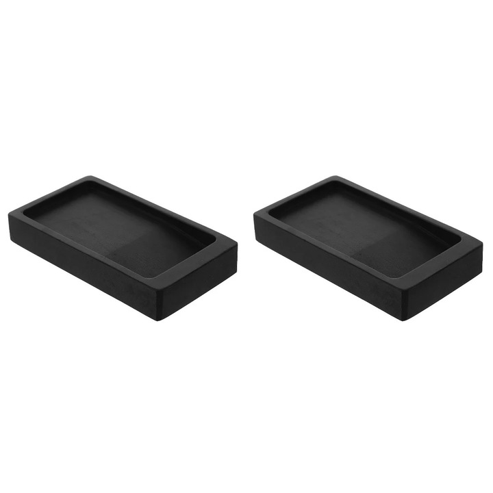 Камък за мастило за калиграфия и рисуване, камък, черен, 13.8x7.8x2 см, комплект 2 броя