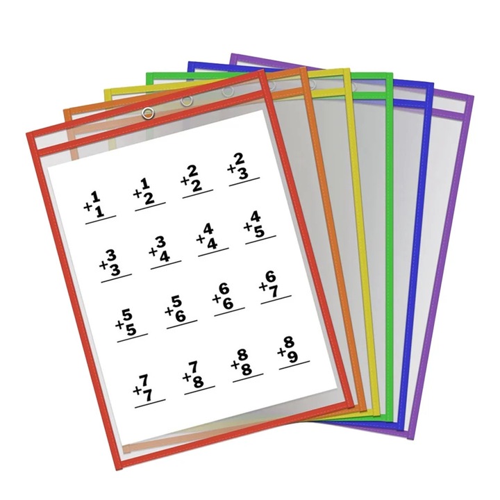 Protectii foi transparente, set 6 bucati, PVC, multicolor, 35x25x0.1cm