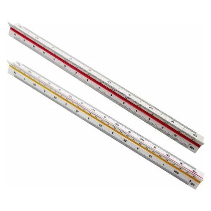 Set 2 rigle triunghiulare, plastic, 30cm, multicolor, 2 scale diferite