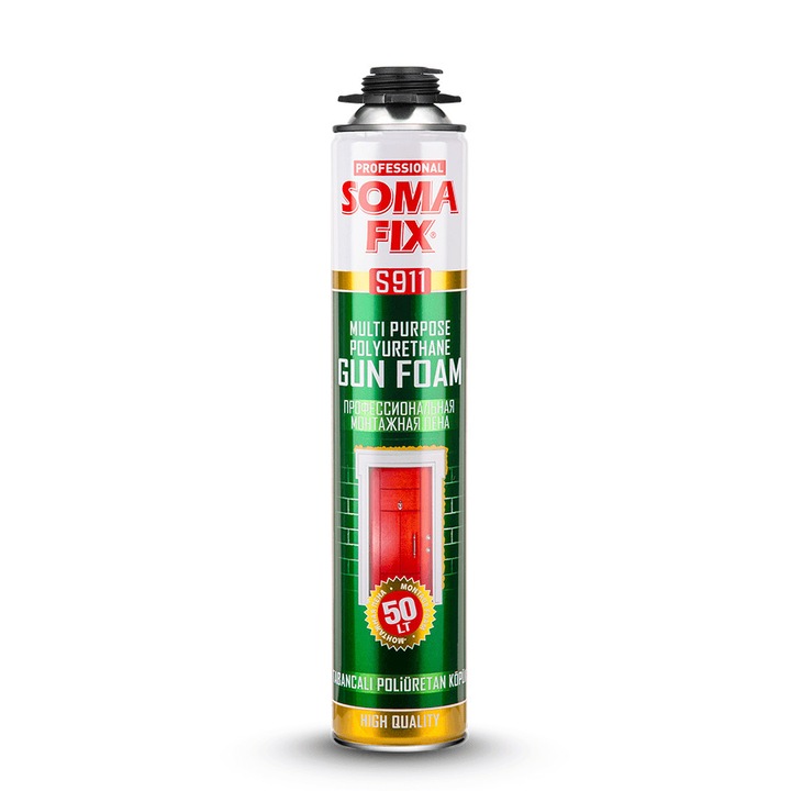 SomaFix pisztolyos purhab, 750ml, rendkívüli tapadás, UV- és időjárásálló, fehér
