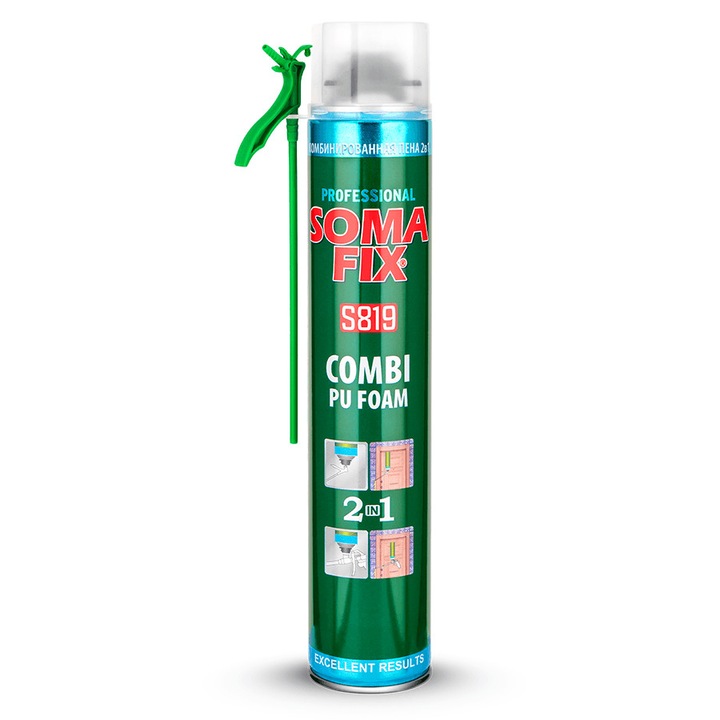 Burkolatragasztó, Somafix, 2az1-ben purhab, 750ml