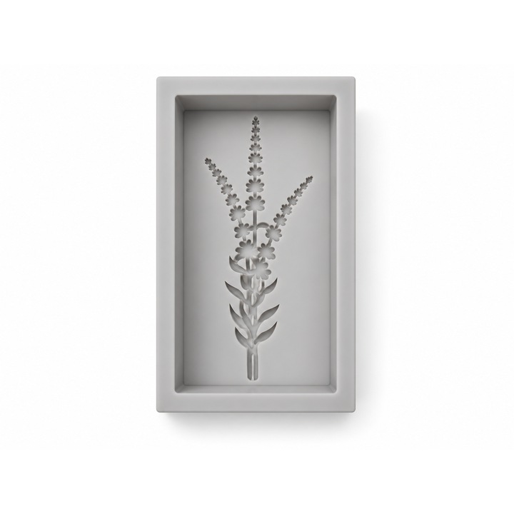 Levendulás Mintás Szilikon Szappanöntő Forma, 5, 8 cm x 9 cm x 2 cm