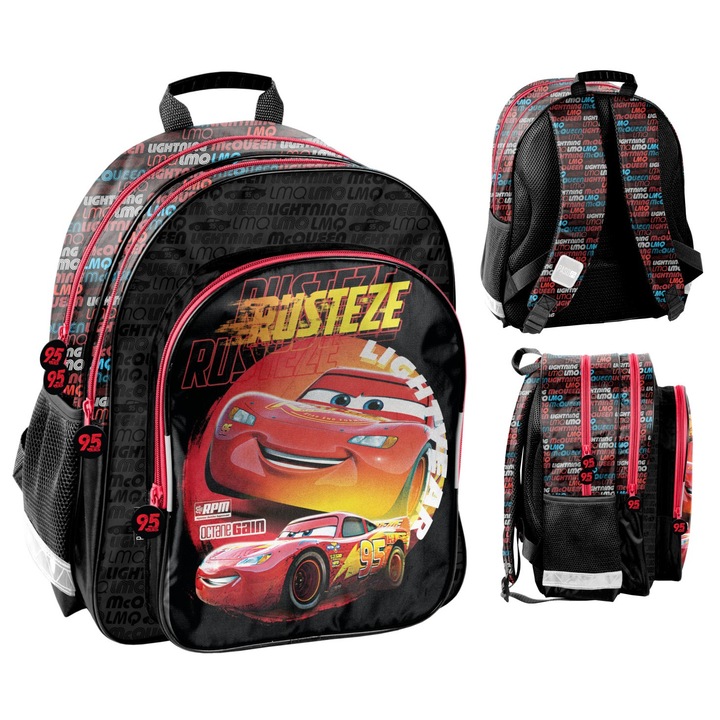 Iskolatáska PASO Cars fiúknak 38x29x20cm kék vízálló