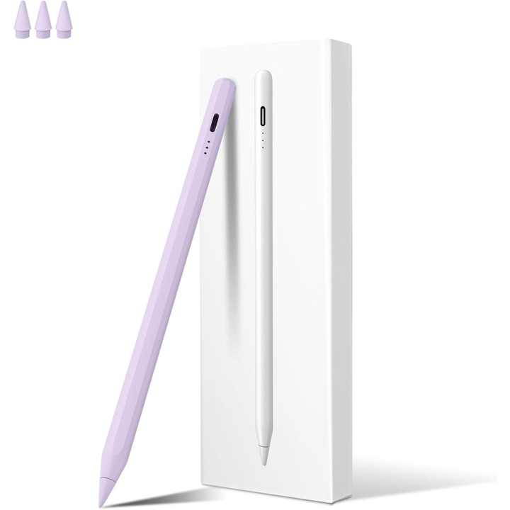 Stylus MEKO pentru iPad, Incarcare Rapida, Sensibilitate la Inclinare, Culoare Violet