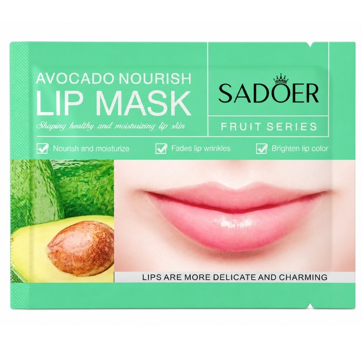 Masca hidratanta pentru buze cu avocado SADOER – Lip Mask pentru hidratare intensa, hranire si regenerare, 8g