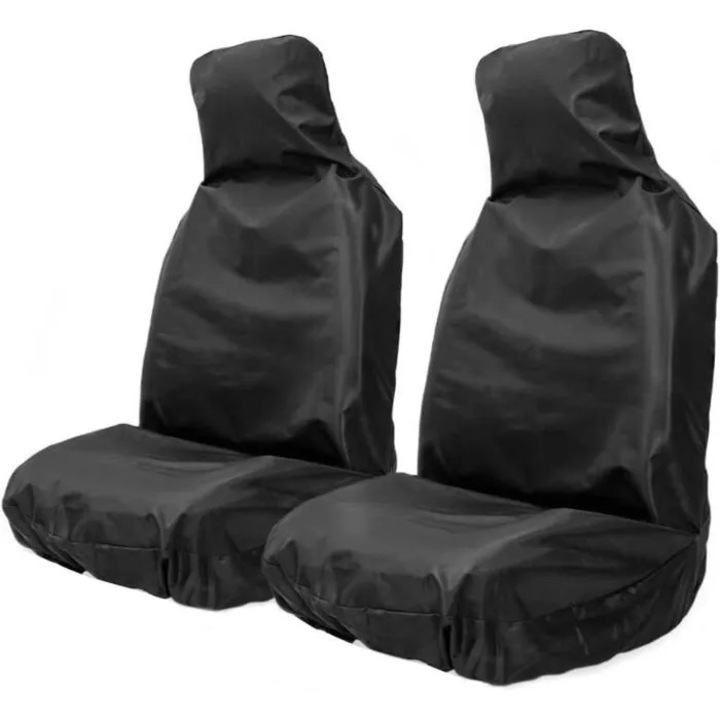2 db vízálló autósülés huzat szett, fekete, robusztus nylon, univerzális, első