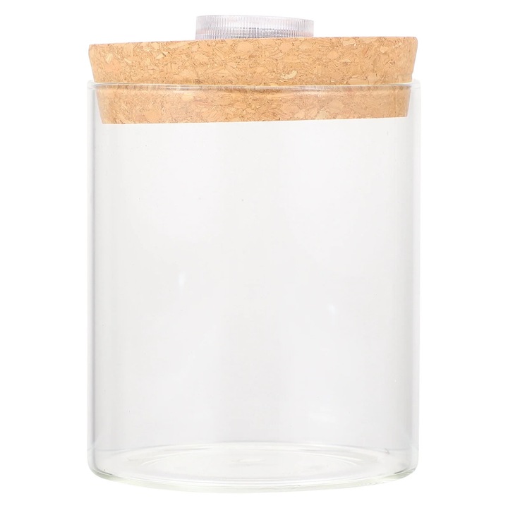 Acvariu mini cilindric YANYXR, sticla borosilicata, alb, 9.5x6.2x6.2cm
