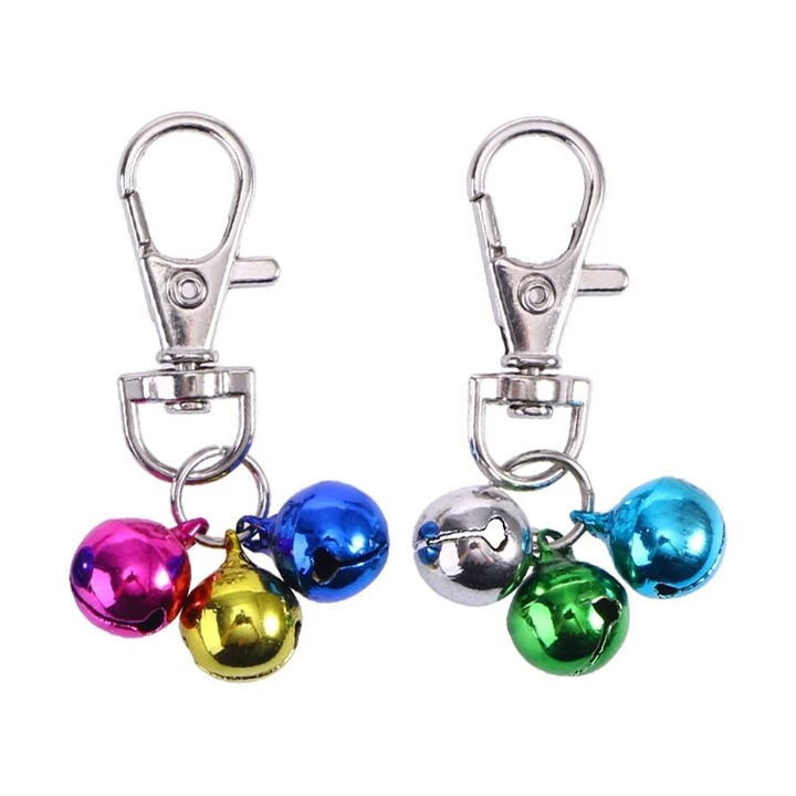 Clopotei pentru zgarda caine, set 2 buc, cupru, multicolor, 5x3.5x1cm