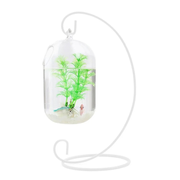 Acvariu sticla suspendat transparent 10x10x15cm pentru pesti mici
