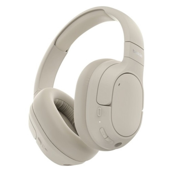 Belkin soundform isolate bluetooth fejhallgató sztereo, v5.4, mikrofon, aktív zajszűrő, 3.5mm jack aljzat, homok