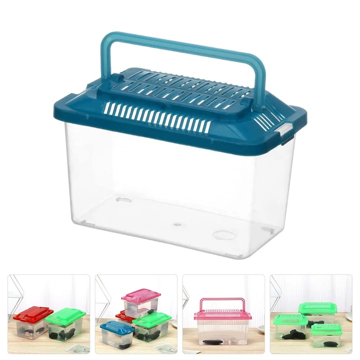 Acvariu portabil pentru broaste testoase, plastic, transparent, 15x11x9cm