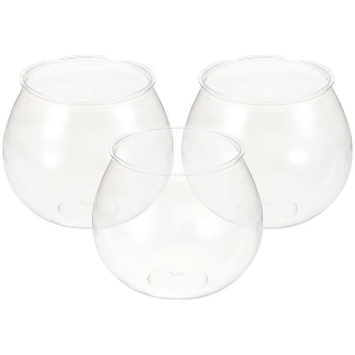 Acvariu birou plastic transparent 12.5x12.5x10.5cm set 3 bucati