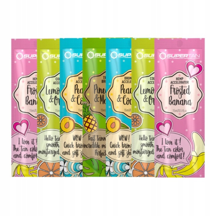 SuperTan Sensation önbarnító szett, 7 x 15 ml, válogatott illatmix