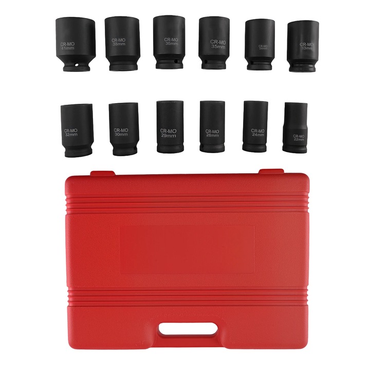 Set chei tubulare camion, tubulare de impact lungi, patrat 3/4" (19 mm), profil adanc, interval 24–41 mm