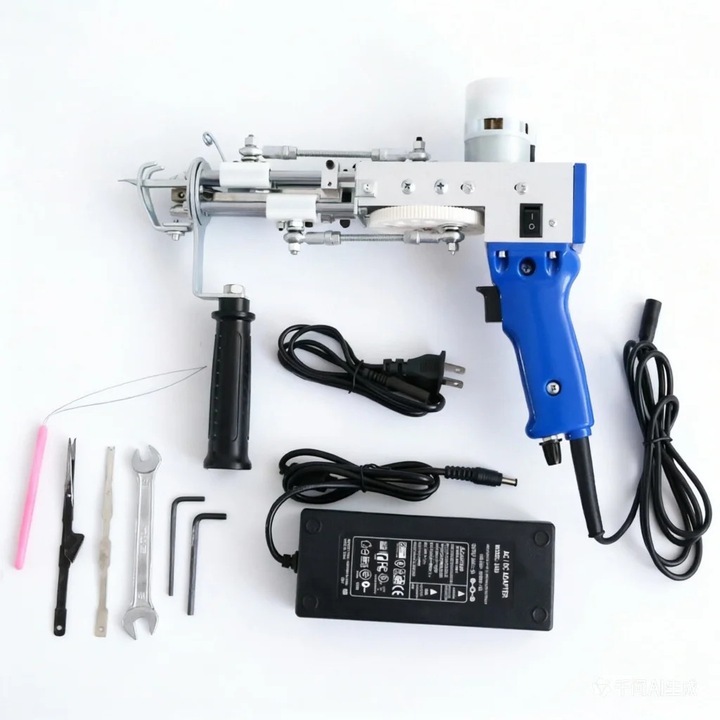 Professzionális tufting pisztoly, 2 az 1-ben elektromos tufting gép szőnyegekhez, Cut & loop pile, Rozsdamentes acél, DIY készlet szőnyegekhez és kötéshez
