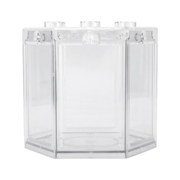 Acvariu mic hexagonal portabil din plastic 12x10.5x11cm