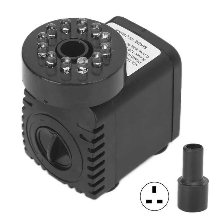 Pompa submersibila cu lumina LED multicolor 600L/H 8W 1.2m