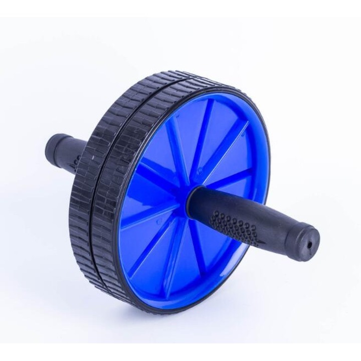Role abdominal, compact, maner ergonomic, dublu roti, negru