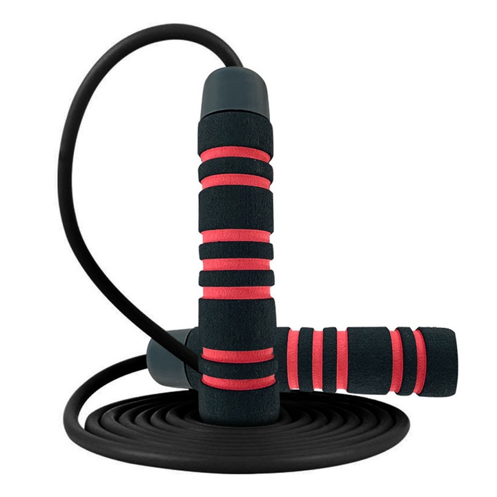 Ugrókötél, súlyozott, ergonomikus fogantyúk, fekete, állítható