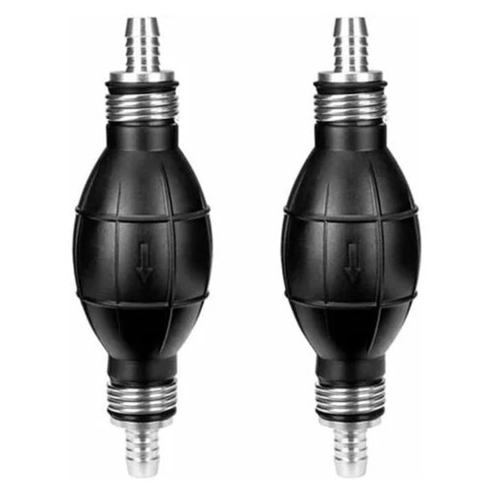 Pompa manuala lichide 2 piese, cauciuc si aluminiu, 10mm, pentru benzina si apa