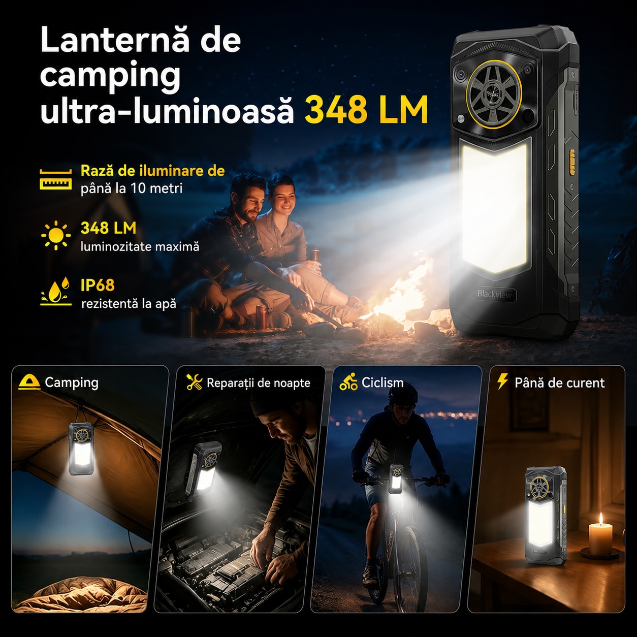 Telefon mobil Blackview Rock, 6.78", 48GB RAM, 256GB, 20000mAh, Dual SIM, Negru
