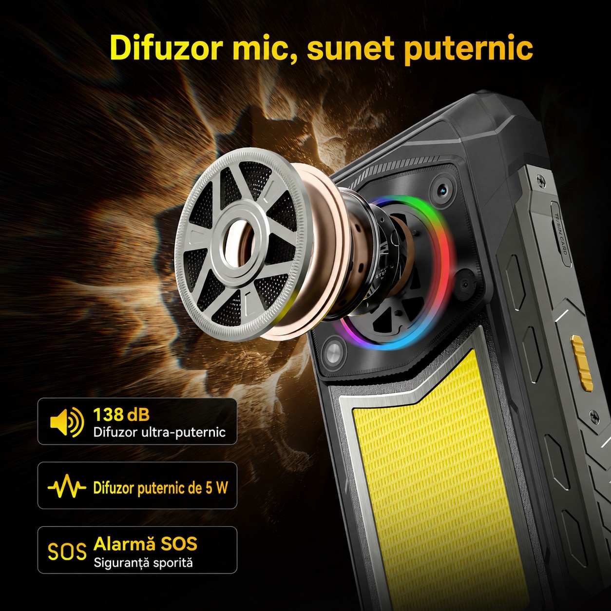 Telefon mobil Blackview Rock, 6.78", 48GB RAM, 256GB, 20000mAh, Dual SIM, Negru
