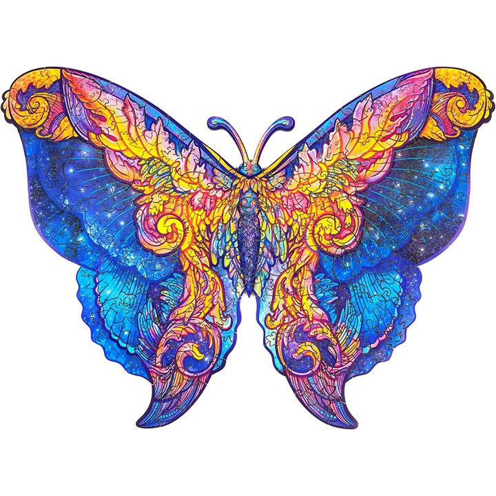 Fajáték puzzle, intergalaktikus pillangó, 140 darab, többszínű, 32x23cm