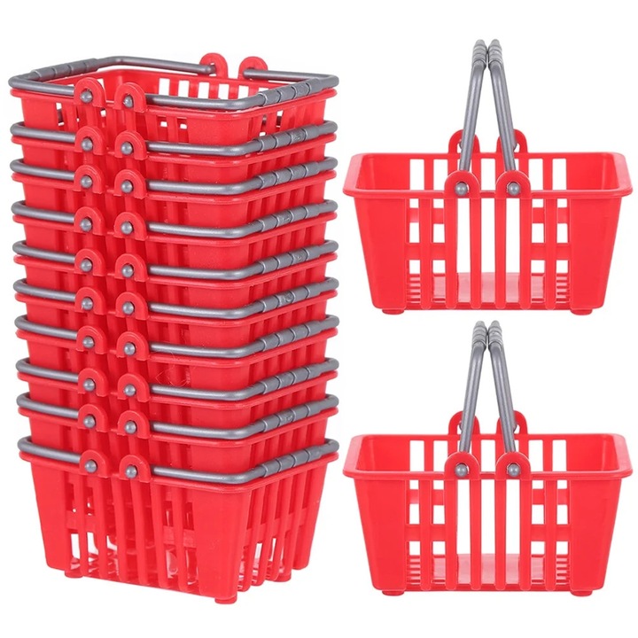 Cos mini supermarket rosu plastic 6.5x4.5x3.5cm