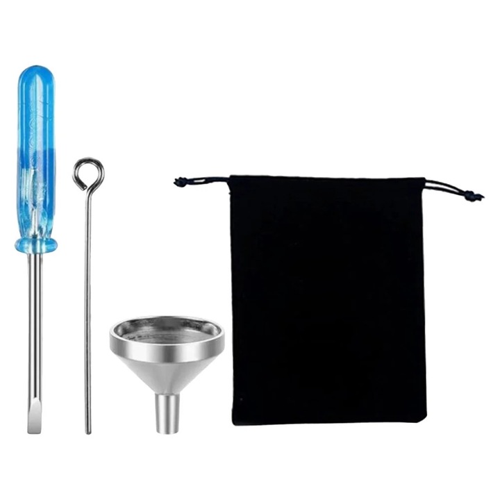Set mini palnie inox pentru umplere bijuterii cenusa, 1x1x0.9cm